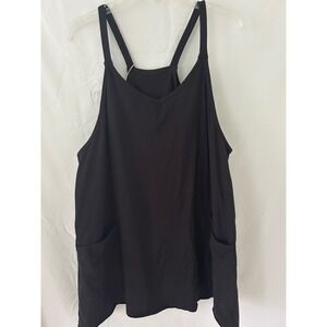 Fashion Clothing Black V-Neck Sleeveless Tank Top Skort with Pockets XL